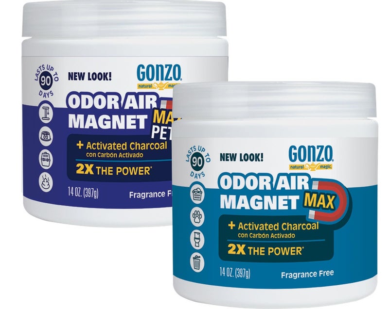 Gonzo Natural Magic Odor Air-Magnet with Activated Charcoal - 14 Ounce (2 Pack) - Odor Eliminator for Car Closet Bathroom and Pet Area Captures and Absorbs Smoke Odors - Image 1